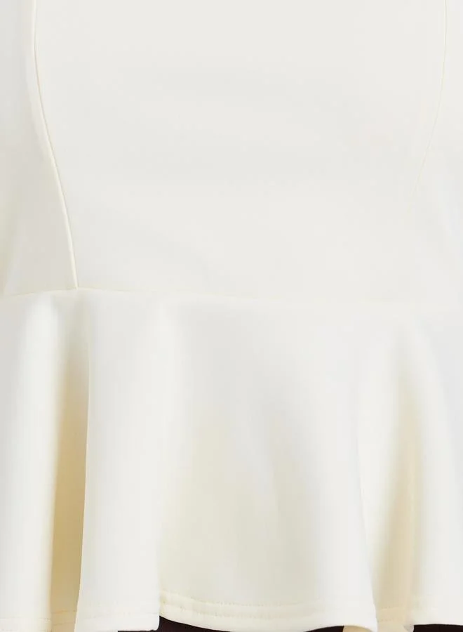 Styli Women Off-White Strapless Peplum Top